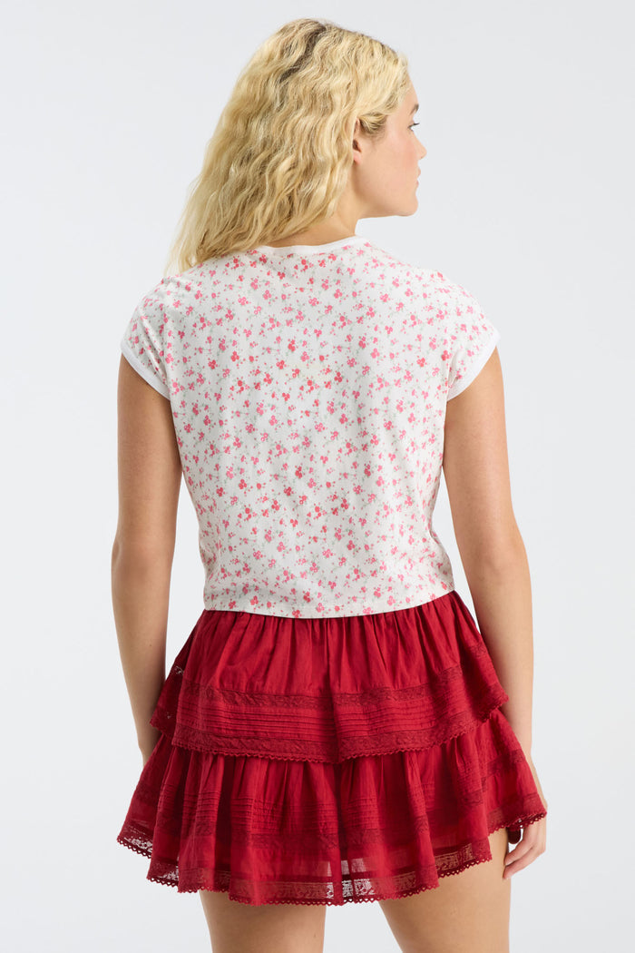 Marykate Ringer Tee - CRIMSON ROSE