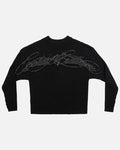 MESSY KNIT BLACK - black ribbed knit sweater, back view - Cold Culture