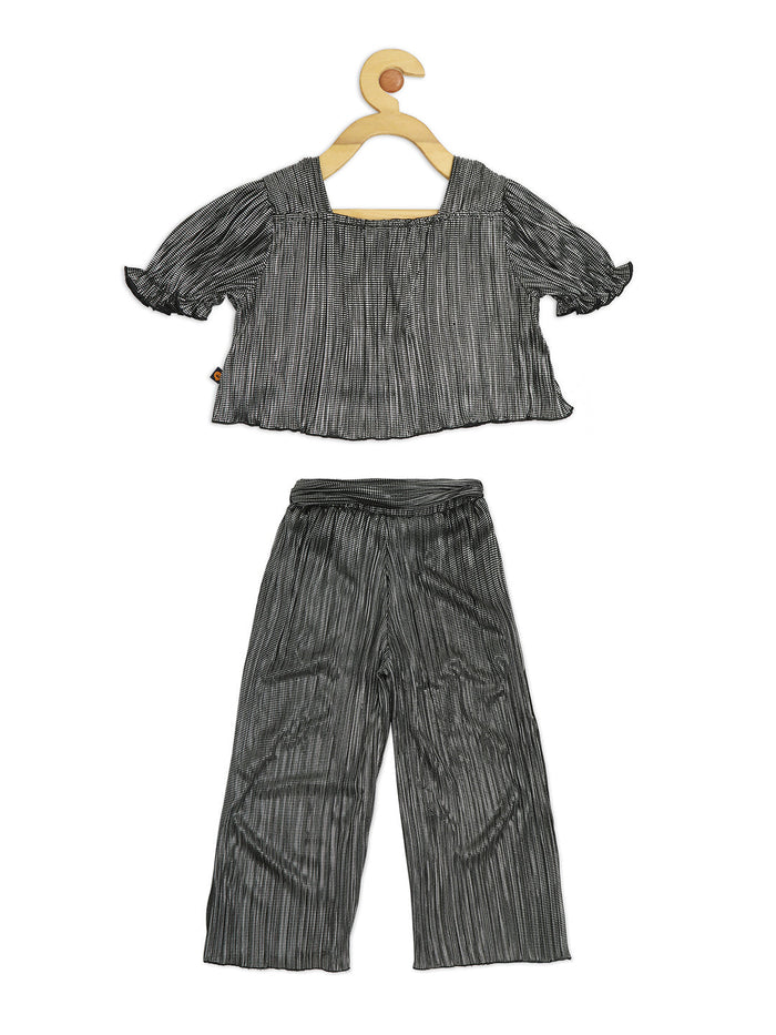 METALLIC PLEATED ENSEMBLE VTM19-073 BLACK