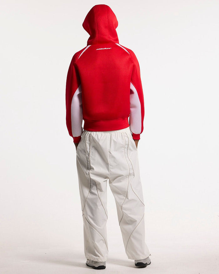 NEO ZIP JACKET WHITE & RED - red and white zip jacket, back view on male model - Cold Culture #man