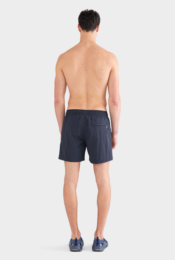 Nylon Solid Swim Short - Navy/Travel Patch