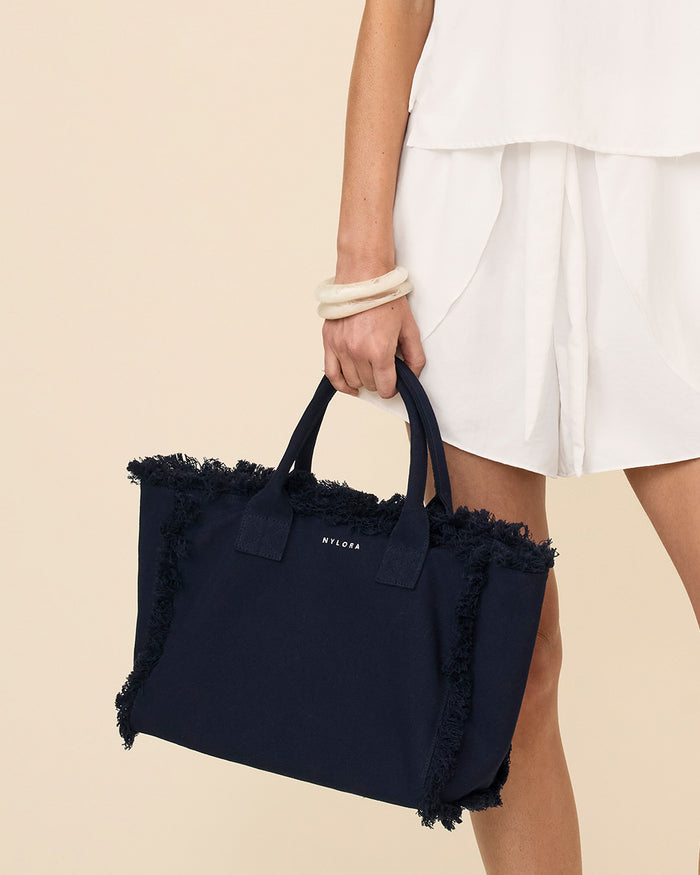 NYLORA FRINGE BAG MEDIUM NAVY
