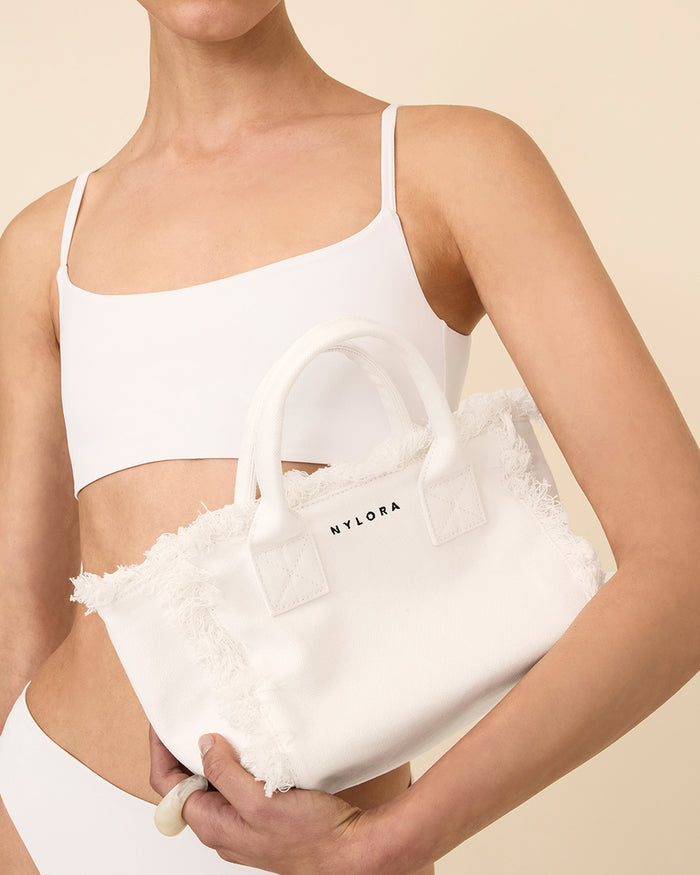 NYLORA FRINGE BAG SMALL WHITE