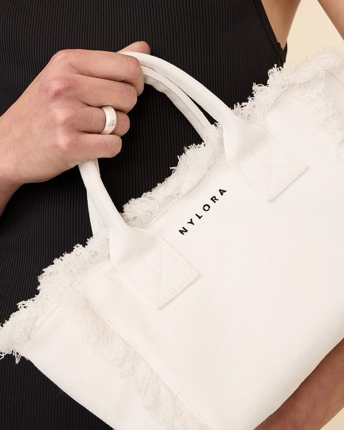 NYLORA FRINGE BAG SMALL WHITE