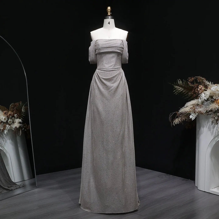 Off The Shoulder Formal Khaki Prom Dress Gown SH628 Sheer Fairy
