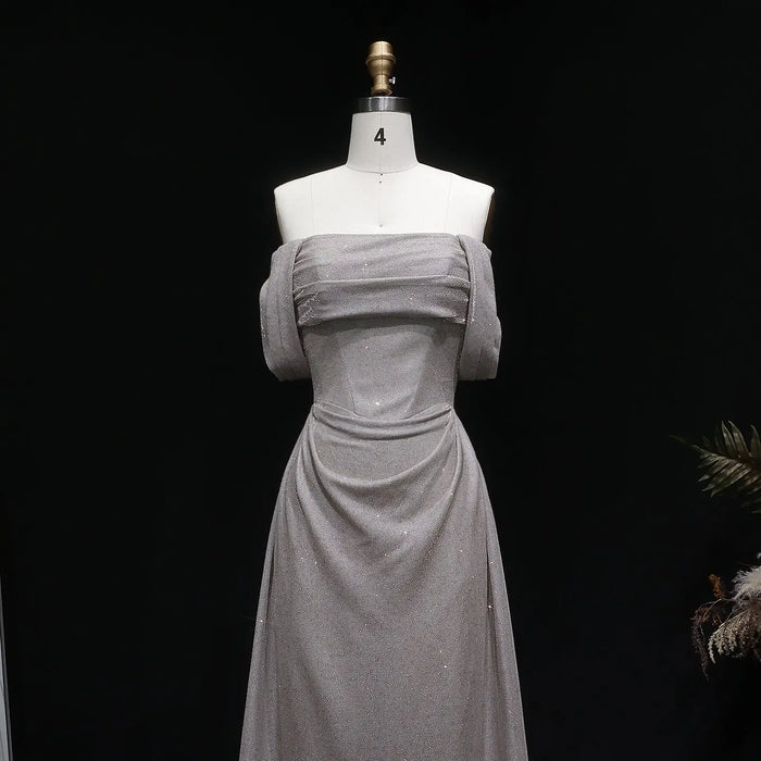 Off The Shoulder Formal Khaki Prom Dress Gown SH628 Sheer Fairy