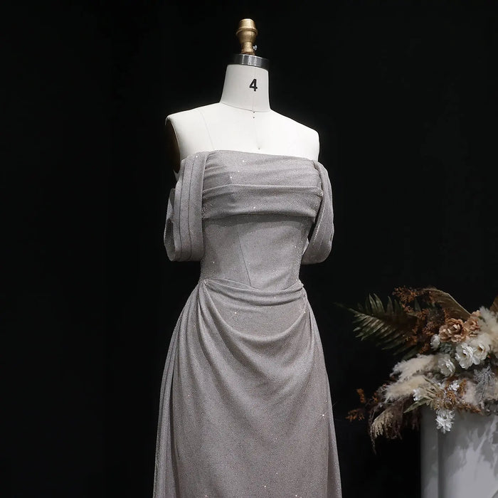 Off The Shoulder Formal Khaki Prom Dress Gown SH628 Sheer Fairy