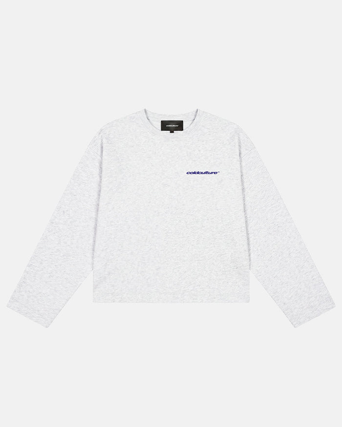 OLD SOUL LONGSLEEVE HEATHER GREY - heather grey graphic print longsleeve tee, front view - Cold Culture