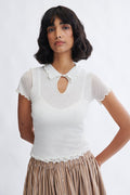 Eliza Faulkner Designs Inc. Percy Microknit Top Off White