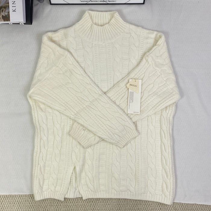 Plaid round-neck pullover sweater