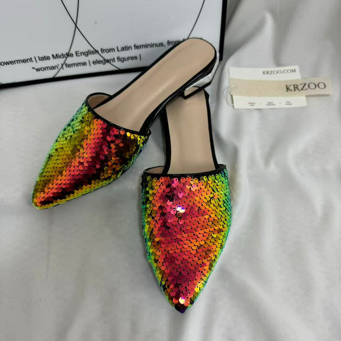 Plus-Size Flat Sequin Slides