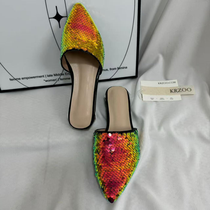 Plus-Size Flat Sequin Slides