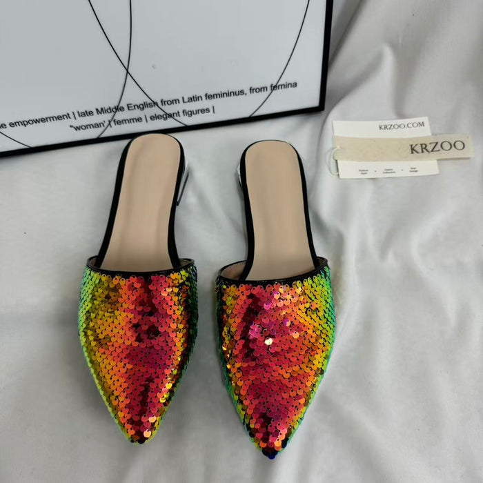 Plus-Size Flat Sequin Slides