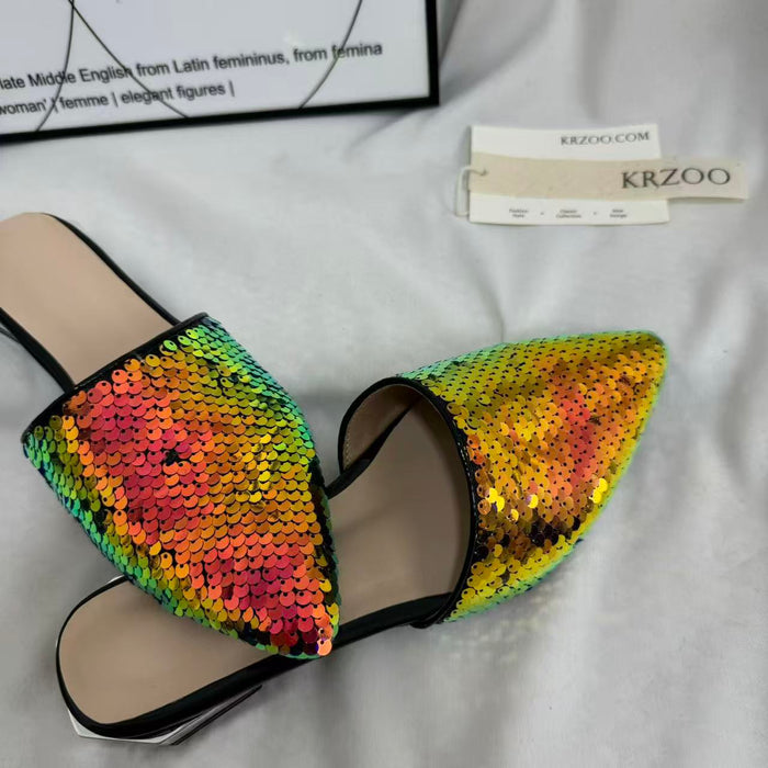 Plus-Size Flat Sequin Slides