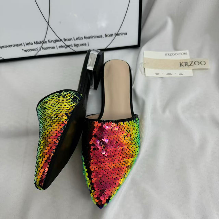 Plus-Size Flat Sequin Slides