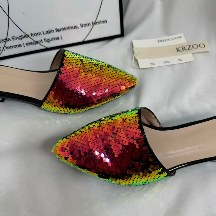 Plus-Size Flat Sequin Slides
