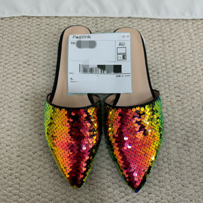 Plus-Size Flat Sequin Slides
