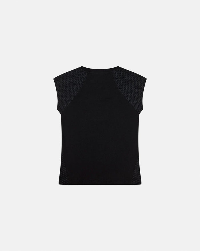 PRETTY BABY TEE BLACK - black script print baby tee, back view - Cold Culture