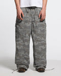RESERVED CARGO PANTS CAMO - grey camo cargo pants, front view on male model - Cold Culture #man