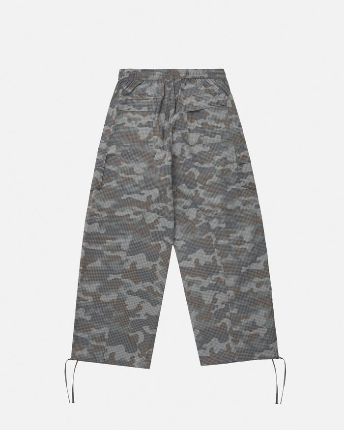 RESERVED CARGO PANTS CAMO - grey camo cargo pants, back view - Cold Culture