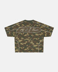 ROLLER TEE CAMO GREEN - green camo tee, back view - Cold Culture