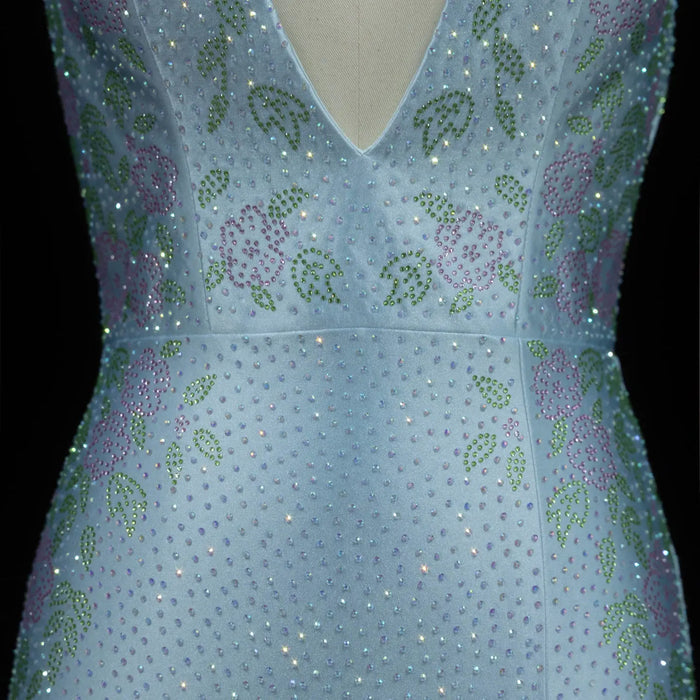 Romantic Blue Open Back Prom Dress with Slit SH185 Sheer Fairy
