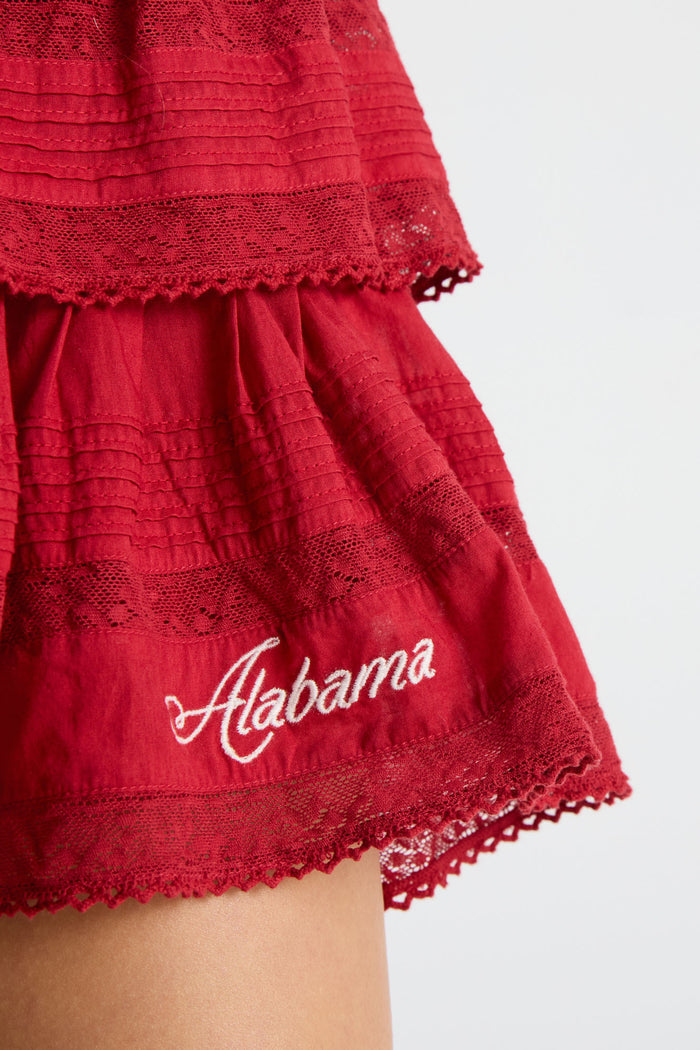Ruffle Mini Skirt - CRIMSON