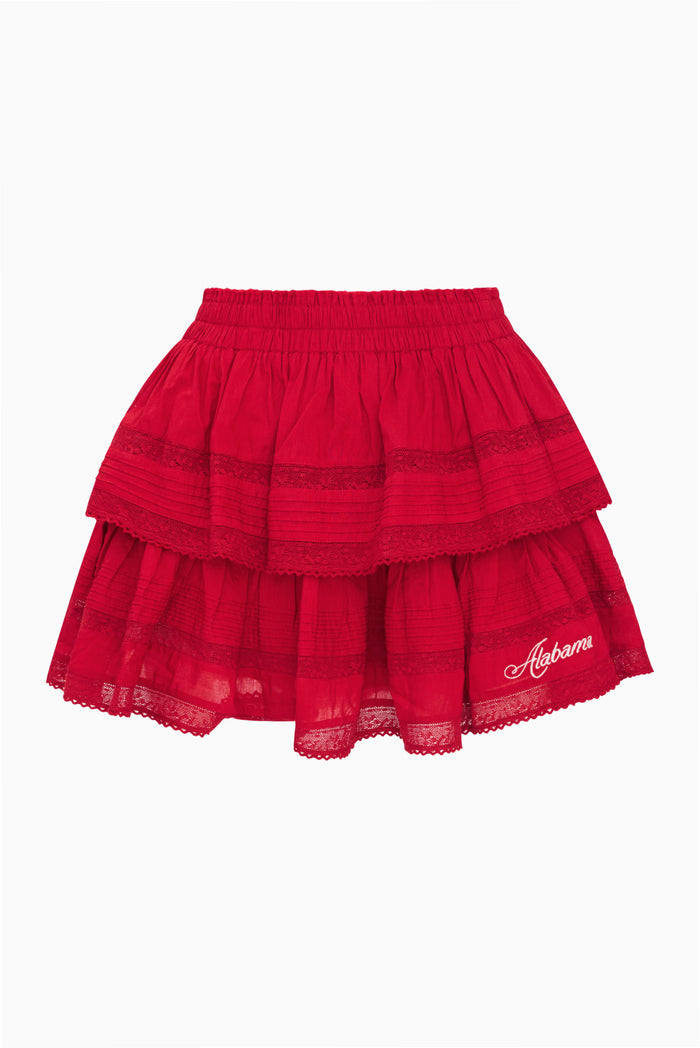 Ruffle Mini Skirt - CRIMSON