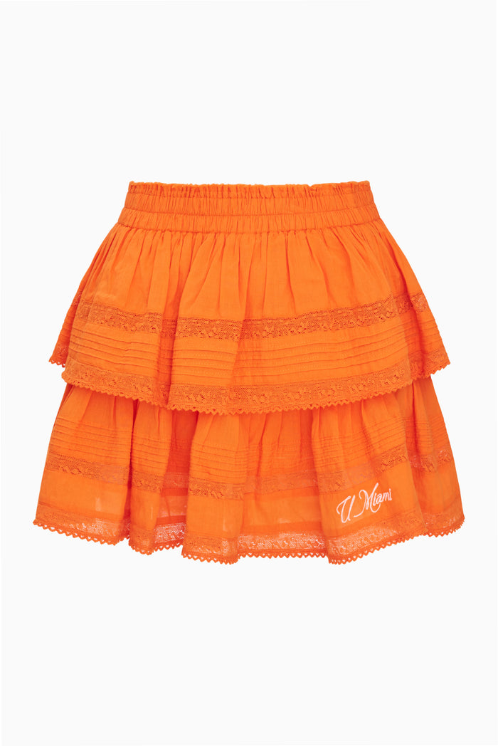 Ruffle Mini Skirt - MIAMI ORANGE