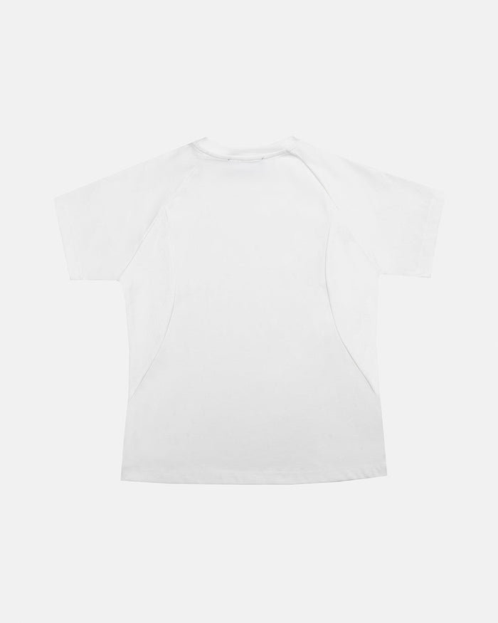 RUN CLUB TEE WHITE - white fitted sport tee, back view - Cold Culture