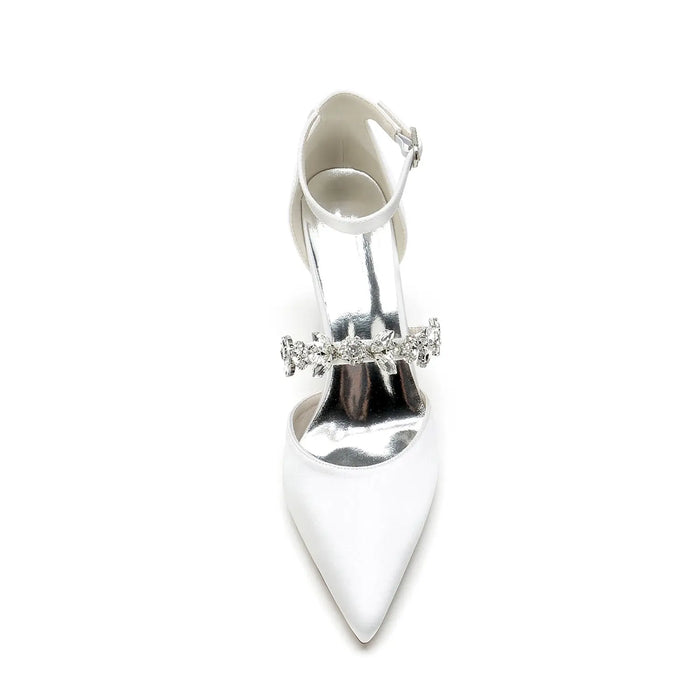 Satin Peep-Toe High Heels with Crisscross Ankle Strap HH022 Sheer Fairy