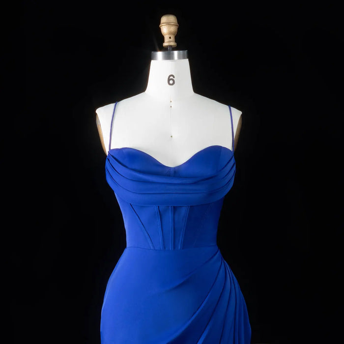 Sexy Mermaid Spaghetti Strap  Royal Blue Prom Dress with Lace-up SH091 Sheer Fairy