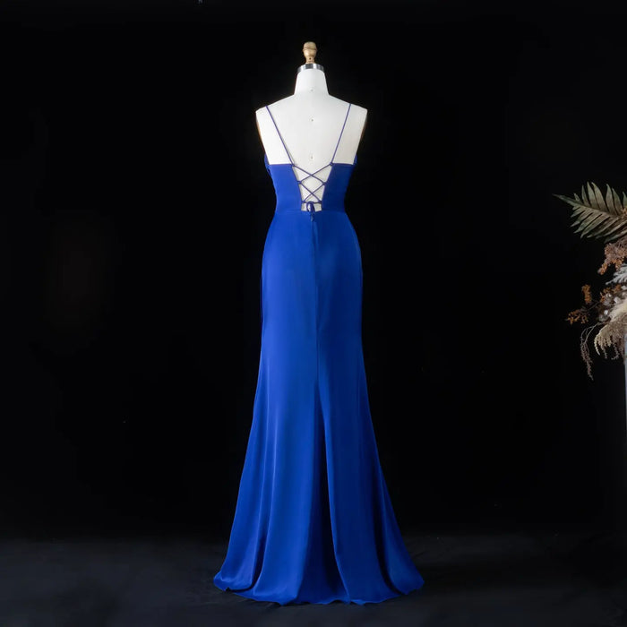 Sexy Mermaid Spaghetti Strap  Royal Blue Prom Dress with Lace-up SH091 Sheer Fairy