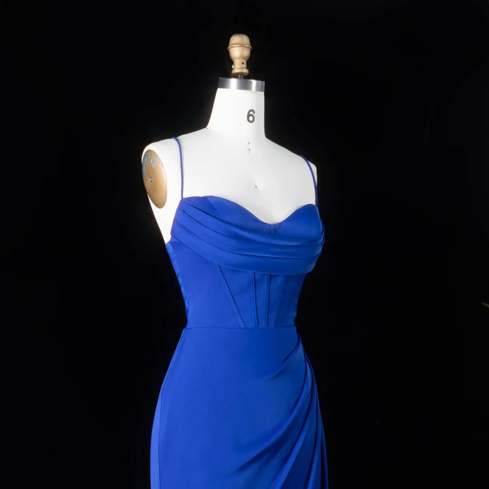 Sexy Mermaid Spaghetti Strap  Royal Blue Prom Dress with Lace-up SH091 Sheer Fairy