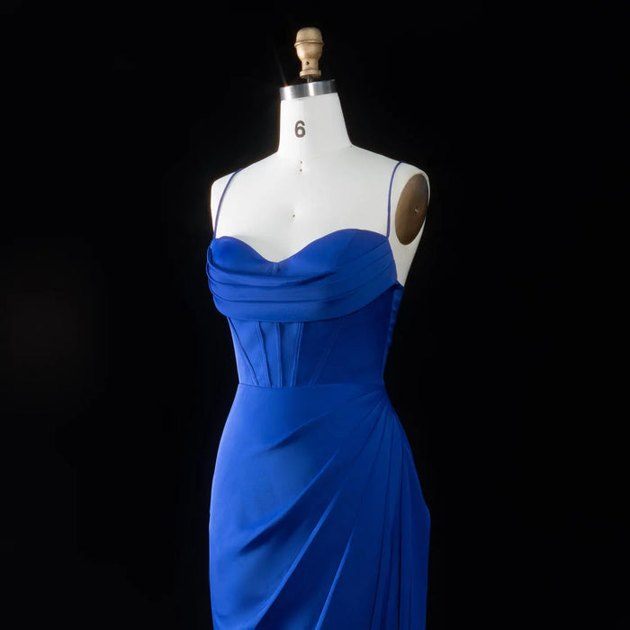 Sexy Mermaid Spaghetti Strap  Royal Blue Prom Dress with Lace-up SH091 Sheer Fairy
