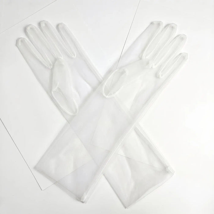 Sheer Tulle Long Gloves For Wedding Prom Bridal GL001 SHEER FAIRY