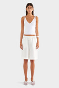 Silk Slub Bermuda Short - Off White - XS