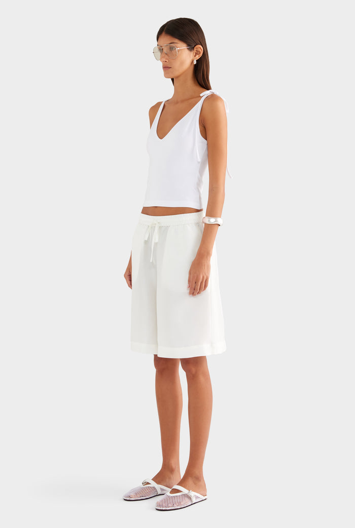Silk Slub Bermuda Short - Off White - XS