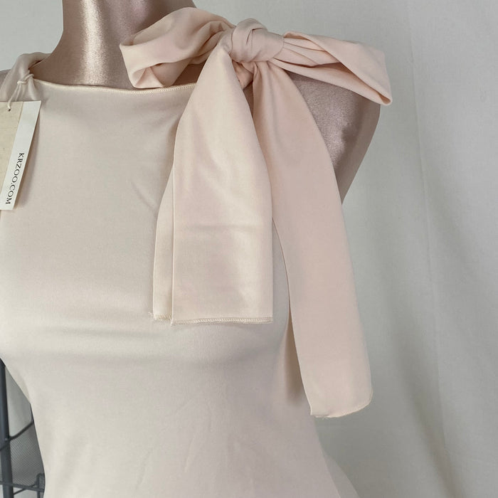 Single-shoulder pleated solid-color dress