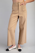 Soft Washed Wide Leg Pants in Taupe