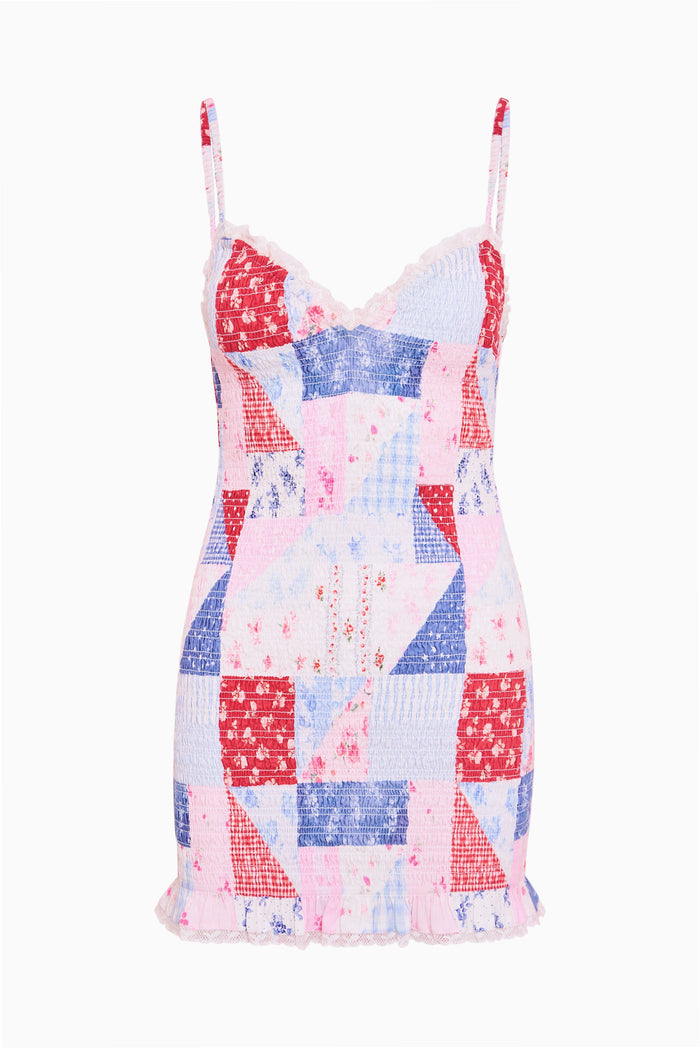 Solier Patchwork Print Mini Dress