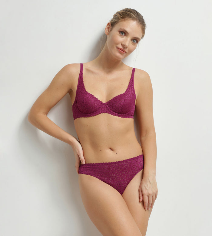 Soutien-gorge à armatures en dentelle florale fruits rouges Daily Dentelle