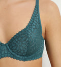 Soutien-gorge à armatures en dentelle florale vert Daily Dentelle
