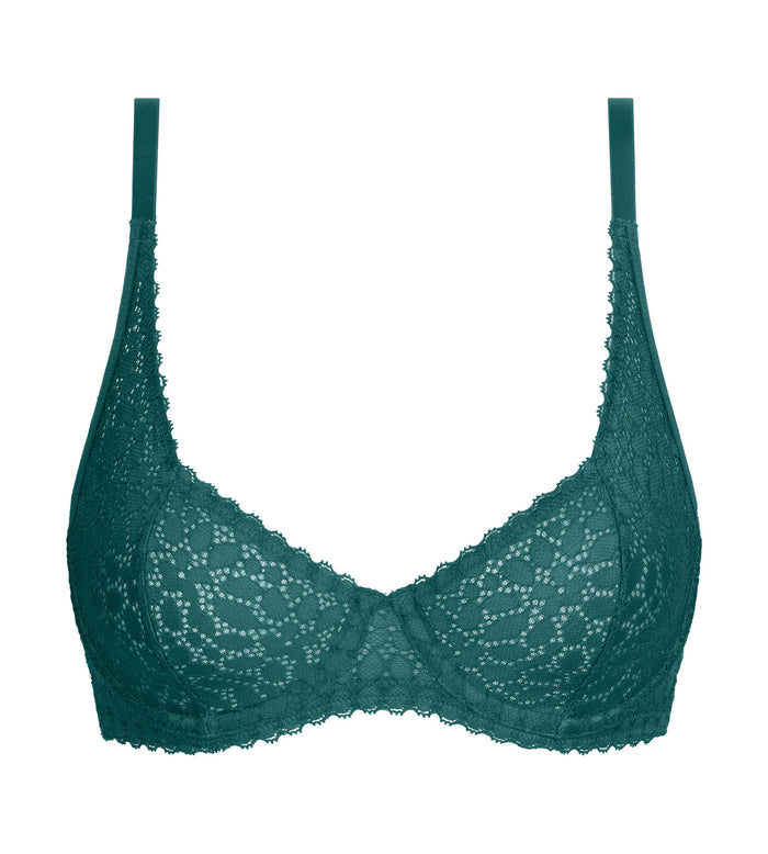 Soutien-gorge à armatures en dentelle florale vert Daily Dentelle