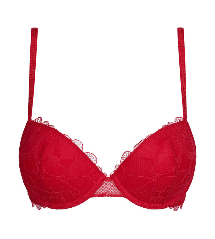 Soutien-gorge push-up en dentelle à motif cœur Rouge Red Love