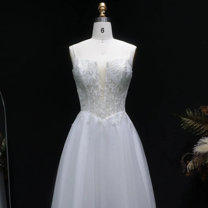Spaghetti Strap Ball Gown Mini Short White Lace Homecoming Dress RM140 Sheer Fairy