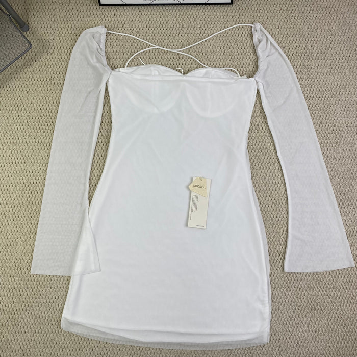 Square-necked wrap-around blouse dress