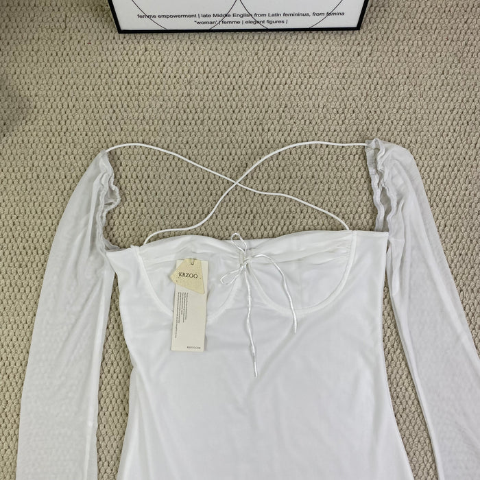 Square-necked wrap-around blouse dress