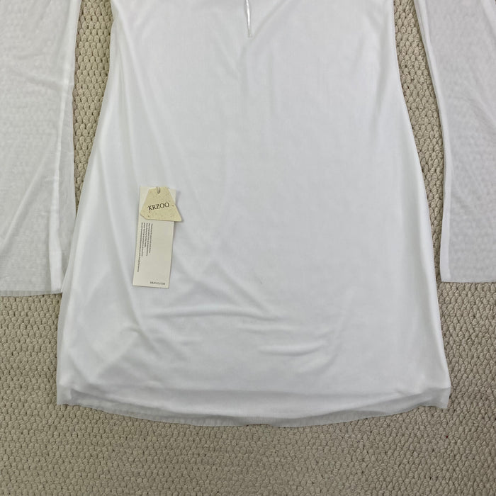 Square-necked wrap-around blouse dress