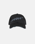 STARS CAP BLACK - black distressed cap, front view - Cold Culture